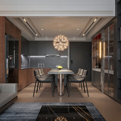 3d render living room