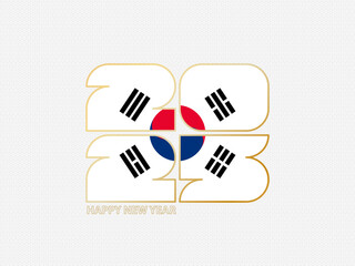 Abstract numbers 2025 with flag of South Korea.