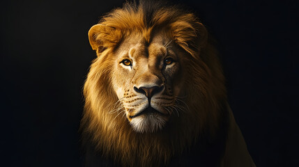 Fototapeta premium A majestic male lion roams confidently.