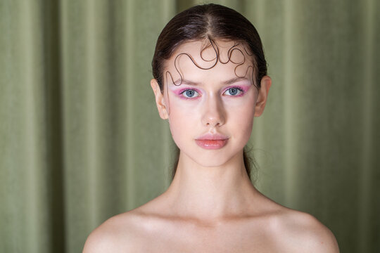 Close up portrait of a young beautiful model