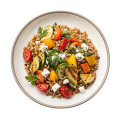 Farro salad on a plate isolated on transparent background png