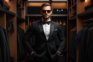 Stock photo of elegant business man posing in his dressing room.