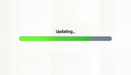 Simple graphic progress bar displays updating process. Horizontal green bar with gray portion indicates system software update. Minimalist design. Clean visual indicator for software upgrade