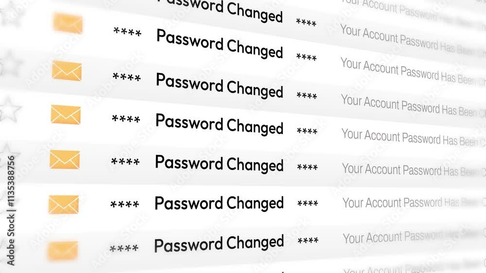 Poster password changed typography showing in mail style scrolling 4k animation.