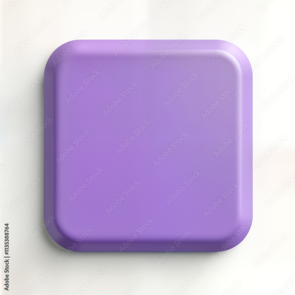 Aufkleber Blank violet square button with rounded corners. Simple app icon. Modern design. Blank button displayed on white background. Versatile UI element. Suitable for mobile apps websites. Clean, minimalist