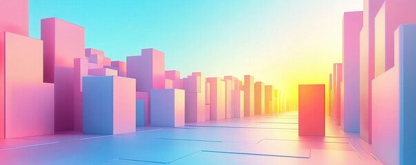 Fototapeta premium Digital flat design side view futuristic design animation colored pastel