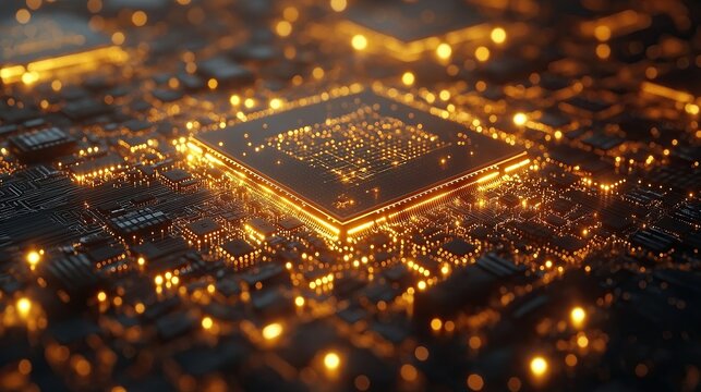 Advanced Microchip Architecture with Glowing Circuitry