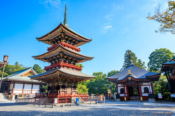 Obraz premium 秋の成田山新勝寺 三重塔 千葉県成田市 Naritasan Shinshoji Temple in autumn.three-storied pagoda. Chiba Pref, Narita City.