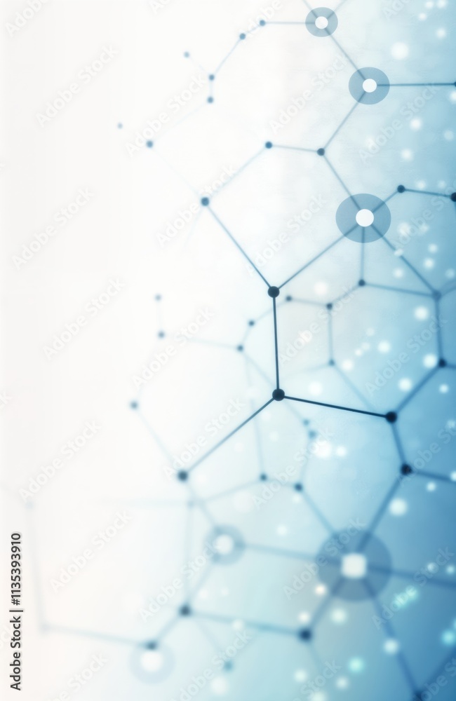 Leinwandbilder Abstract tech background shows interconnected hexagon pattern. Lines, dots create network structure. Futuristic style suggests innovation, connectivity. Modern design ideal for presentation banner.