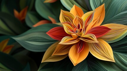 Obraz premium Intricate paper flower with layered petals in warm hues.