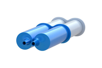 Single two-component epoxy resin adhesive in syringe isolated on white background. Glue for metal. Equipment for repair. 3d render