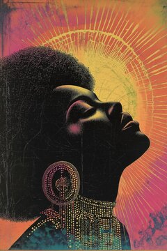 Retro Soul Portrait: Capturing the essence of Afro-women vibes in vintage tones.