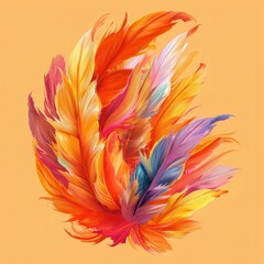 Stunning abstract design featuring a vibrant and colorful feather plumage in an pattern  Perfect for use as a wallpaper textile print or digital art background