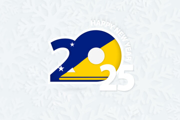 New Year 2025 for Tokelau on snowflake background.