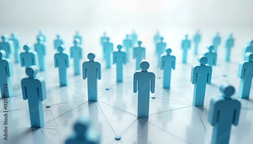 Poster abstract illustration of people connected by lines. modern concept of professional networking, busin