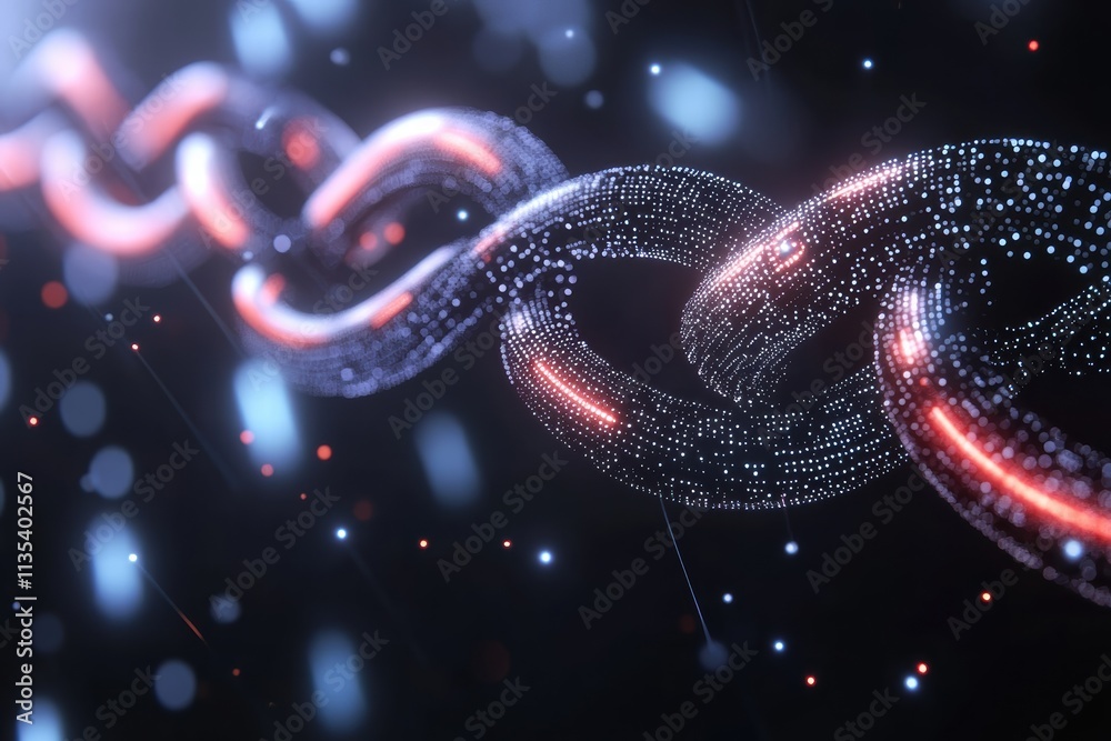 Poster pulsating dots representing the innovative concept of blockchain technology in digital space
