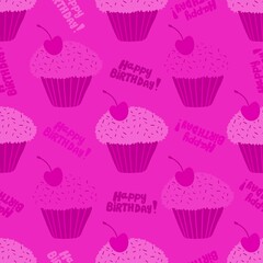 Birthday cake party seamless gift pattern for wrapping paper and fabrics