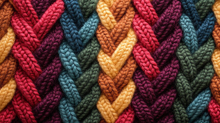 Multicolored wool knit fabric background texture. The texture of a knitted wool. Background. Pattern.