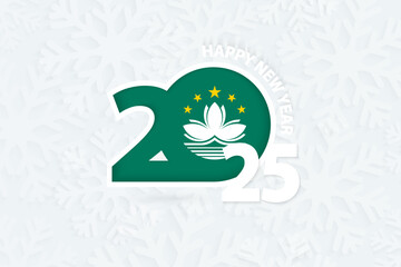 New Year 2025 for Macau on snowflake background.