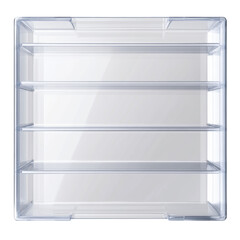 Transparent Plastic Storage Box with Dividers Isolated on Transparent Background
