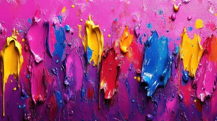 Abstract vibrant colorful oil paint strokes on canvas.