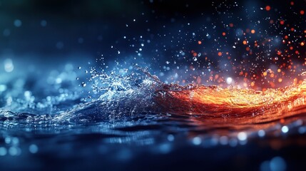 Abstract water and fire collision.