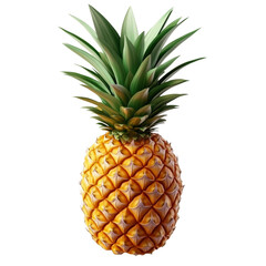 a yellow and green pineapple 3d render icon isolated on transparent background cutout