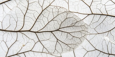 Obraz premium Delicate pattern of clear leaves showcasing intricate veins. The translucent design creates a beautiful and serene atmosphere. Perfect for nature and decoration themes. AI