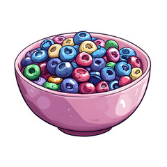 Colorful Bowl of Cereal with Various Brightly Colored O's on a White Background