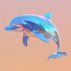 Fototapeta premium Vibrant and Dynamic of a Dolphin Leaping High Above the Sunset Ocean Capturing the Graceful Movement and Beauty of Marine Wildlife