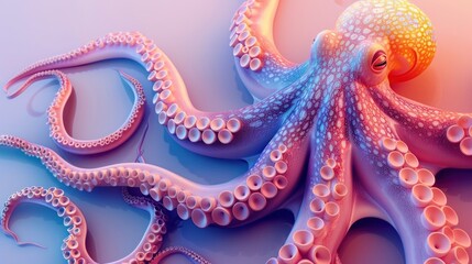 Fototapeta premium Vibrant Octopus Swimming Underwater in Colorful Coral Reef Ecosystem Exotic Marine Life and Fascinating Aquatic Creature