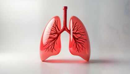 Illustration of human lungs. Shows detailed structure of lungs with branching airways. Clear anatomy display highlights respiratory system. Suitable for medical educational materials health awareness