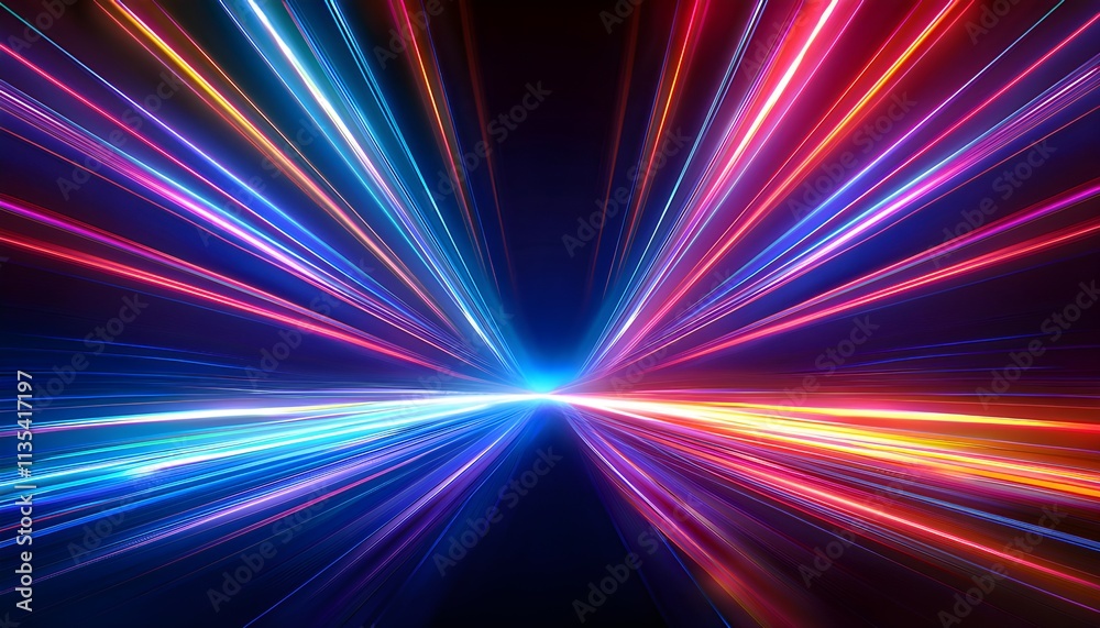Poster neon lights with a futuristic vibe flashing across a dark background