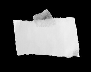 sheet of torn rip paper with masking tape on black background
