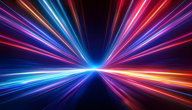 Neon lights with a futuristic vibe flashing across a dark background