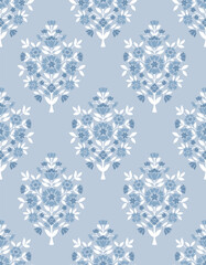 FLORAL DAMASK REPEAT PATTERN VECTOR FILE, FLORAL BLOCK PRINT, BOHO FLOWER PRINT, GLOBAL, GLOBAL PRINT