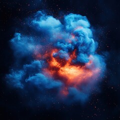 Dynamic cosmic explosion outer space astrophotography nebula environment celestial viewpoint stellar phenomenon