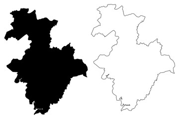 Fototapeta premium Kindia Region (Subdivisions of Guinea, Guinea-Conakry, French Guinea) map vector illustration, scribble sketch Kindia map