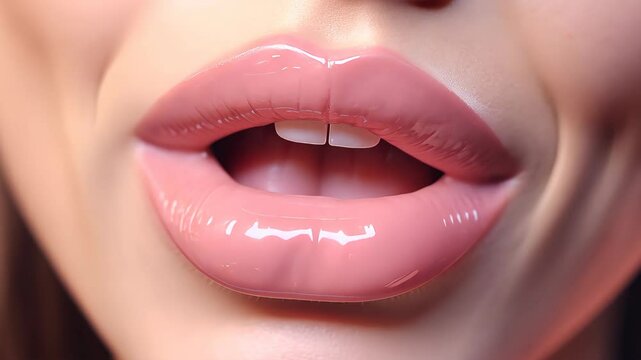 Shimmering pink lip gloss texture in dazzling K.