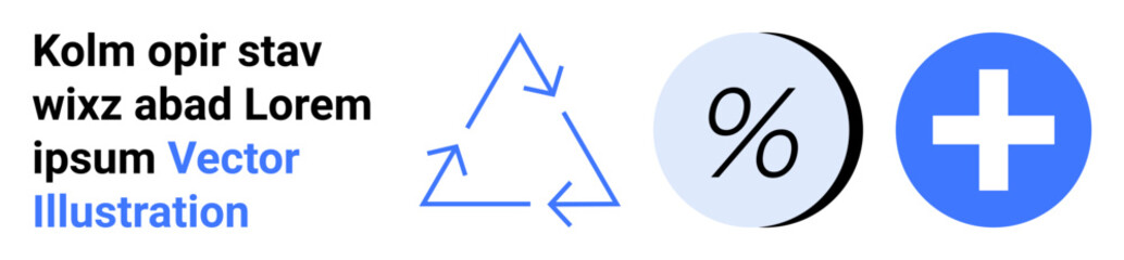 Text block next to minimalist triangle, percentage, and plus symbols. Ideal for presentations, websites, marketing materials, educational content, eco-friendly campaigns, informational graphics