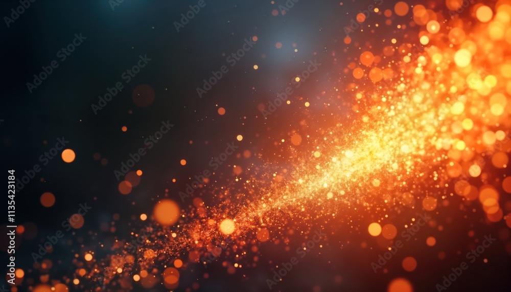 Aufkleber dynamic graphic illustration displays vibrant orange, golden particles in motion. abstract image evo