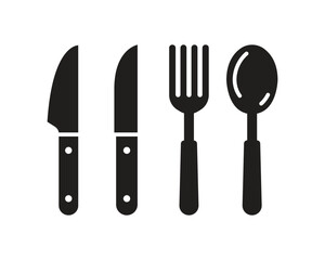 Vector Cultery Icons. Knife, Fork And Spoon Icons