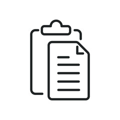 Clipboard, document thin line icons. Editable stroke and Perfect pixel on transparent background