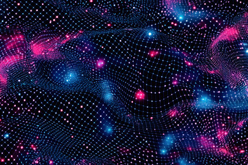 Dynamic Glitched Background with Colorful Lights and Grids for Digital Artistry