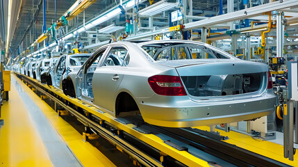 Naklejka premium Car production line in motion