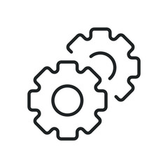 Gears thin line icons. Editable stroke and Perfect pixel on transparent background
