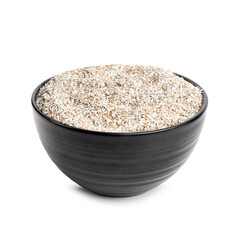 Rye bran in bowl isolated on white