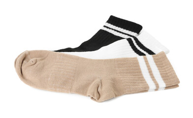 Pairs of soft socks isolated on white