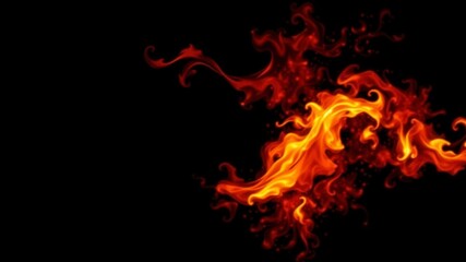 Obraz premium Abstract fire flames dancing on a dark black background, fiery, black, design