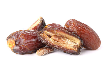 Many tasty dried dates isolated on white